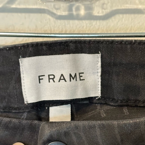 Frame Le Crop Mini Boot Croc Effect Denim Black Sz 31 Retro High Rise - Picture 4 of 6